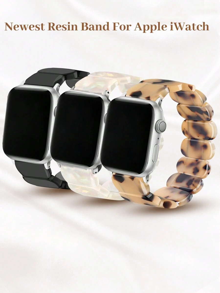 1 bandă elastică din rășină, stil retro, ușor de purtat, ușoară și confortabilă, se potrivește cu 38 mm/40 mm/41 mm, 42 mm/44 mm/45 mm/49 mm, 42 mm pentru S10, 46 mm pentru S10, 42 mm pentru S11, 46 mm pentru S11. - Multicolor - Vizualizare 1