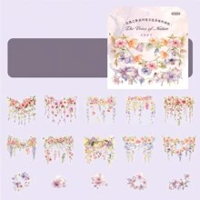 1 Pack Of 30pcs Vintage Botanical Flower Stickers, Creative Aesthetic Decorative Sticker Set, DIY Craft Material, Holiday Gift, Personalized Scrapbooking, School Supplies - Multicolor - View 17