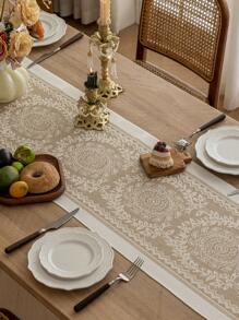 1pc Water-Resistant & Dirt-Proof Table Runner, Modern Minimalist Style, Handwoven Tassel Decor, Elevating Dining Table Artistic Feeling, Suitable For Family Gatherings Or Holiday Celebrations