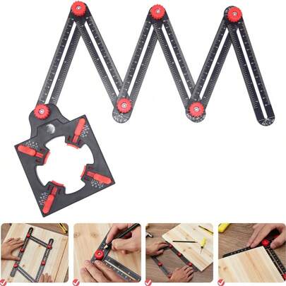 Regla Para Azulejos Universal Multiangulos 5 Agujeros,Multi Angle Measuring Ruler, Aleación De Aluminio Medición Múltiángulo Regla Universal, con Localizador de Perforación, Buscador de Angulo Universal, para Bricolaje, Azulejos, Constructores