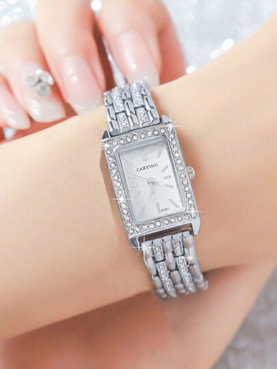 1pc Elegante Luxe Diamond Pearl Bracelet Horloge Women, Birthday/Holiday view 4