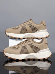 Sneakers vintage alla moda con platform, con motivo floreale, scarpe casual comode con lacci per i teenager