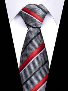 AlanKing 1pc Men's Dark Blue Plaid Striped Paisley Necktie Formal And Party Accessories For Men's Gift Men Necktie