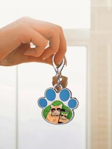 1 Special Pet Photo Keychain - Customizable Stainless Steel Paw Print Keychain Plaque, Engraved Pet Tag Collar Pendant, Perfect For Commemorating Your Beloved Pet, Suitable For Animal Enthusiasts