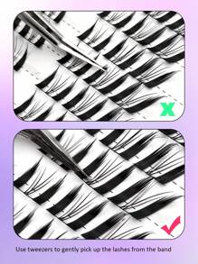 Asiteo 60pcs D-Curl Fluffy Fox Eye Individual Lashes, Natural Cartoon Cat Eye DIY False Eyelashes, Create Dramatic Makeup, Easy For Beginners, Reusable, Suitable For Daily Wear - D - View 4
