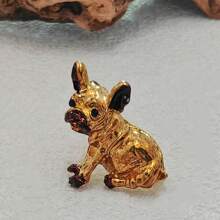Antique Enamel French Bull Dog Lapel Pin Brooch Pet Lovers Clip Jewelry - 銅色 - 查看 7