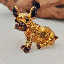 Antique Enamel French Bull Dog Lapel Pin Brooch Pet Lovers Clip Jewelry - 銅色 - 查看 4