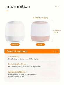 USB Rechargeable Mini Touch Night Light - Adjustable Brightness LED Bedside Lamp With 3 Color Options, Perfect For Reading & Home Decor