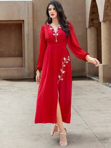 Elegant Black Nida Crepe Kaftan With Handcrafted Crystal Beadwork – Perfect For Festive Gatherings And Home Parties, Modest