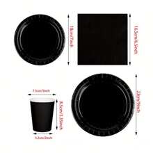 10st/20st Zwarte feestbenodigdheden Zwarte papieren borden Papieren servetten voor verjaardagen Bruiloft Halloween feestdecoraties Wegwerpserviessets Perfect voor feesten en evenementen,