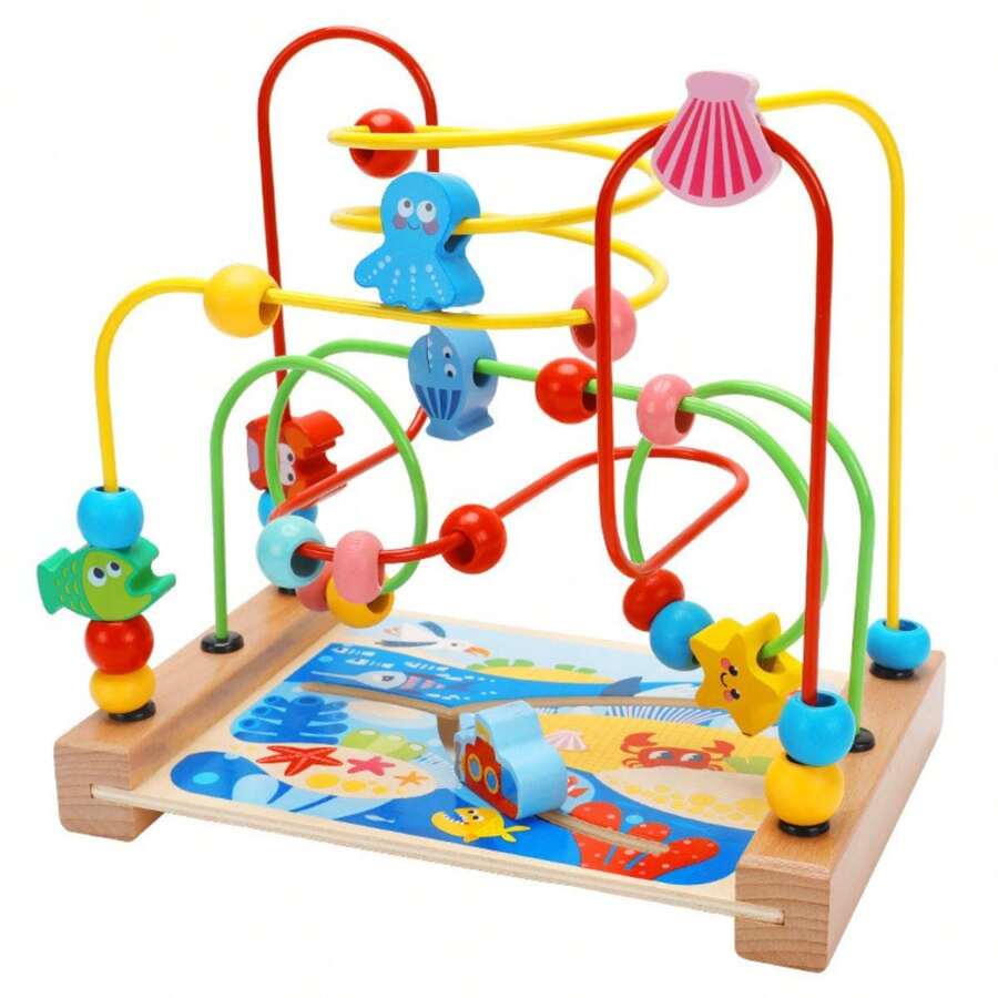 Montessori Interactive Wooden Maze Game Beads - OCEAN - View 1