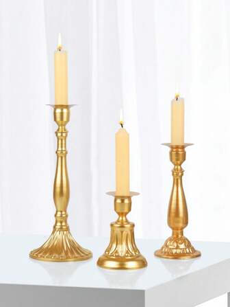 3 件装奢华烛台北欧复古浪漫餐桌烛光晚餐道具家居装饰摆件、餐桌咖啡桌客厅桌面装饰、树烛装饰烛台、婚礼装饰