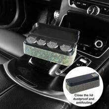 1pc Sparkling Crystal Coin Storage Box, Car Decor Coin Container, Decorative Storage Box, Gift
