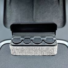 1pc Sparkling Crystal Coin Storage Box, Car Decor Coin Container, Decorative Storage Box, Gift