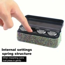 1pc Sparkling Crystal Coin Storage Box, Car Decor Coin Container, Decorative Storage Box, Gift