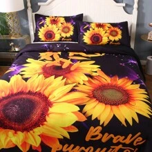 Sunflower Comforter Floral Comforter Fashion Digital Print Sunflower Floral Bedding Set Soft Comfortable Breathable Material For Bedroom Decor