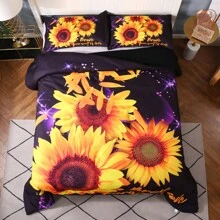 Sunflower Comforter Floral Comforter Fashion Digital Print Sunflower Floral Bedding Set Soft Comfortable Breathable Material For Bedroom Decor