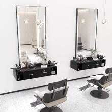Estación de peluquería con montaje de pared con cajón de almacenamiento, para salón de belleza o spa - 1 - Ver 10