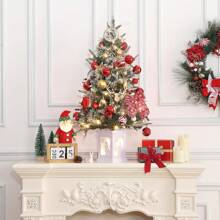 3ft Fiber Optic Artificial Christmas Tree With 78 Warm White Led Lights, Pre-Lit Christmas Tree With Snowflakes And Red Berries, Christmas Tree With White Snowman Base For Home, Porch, Office - Multicolor - View 2