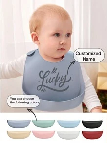 1pc Customized 3-Year-Old Waterproof, Stain-Resistant, Adjustable & Washable Silicone Bib, For All Seasons Baby Shower Family Decorations Gifts Winter Eve Gifts Back To School Winter Gift Ideas Boy Girl Valentine's Day - White - View 1