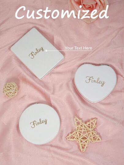 1 pezzo Specchio personalizzato, piccolo, in pelle PU bifacciale e pieghevole, specchio da trucco portatile creativo fai-da-te, incisione laser con nome, regalo personalizzabile, idea regalo di San Valentino per donne e insegnanti, regali di compleanno personalizzati per lei, multifunzionale, ornamentale, con lettera, elegante, vintage, unico, personalizzato, idea regalo ideale per lei, fidanzata, nonna, per anniversari, per matrimoni