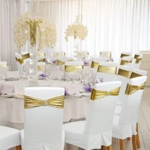 4 Stück Spandex Schleife Stuhl Schärpe, elastische Stuhlbänder mit Schnallenschieber, geeignet für Hochzeiten, Partys, Zeremonien, Empfänge, Bankette (Gold, Silber, Rosa, Weinrot)