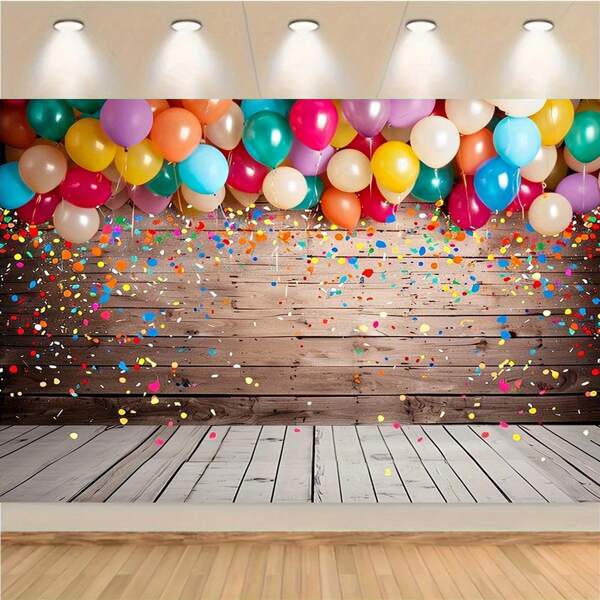Colorful Balloon Celebration Photography Background - Multifunctional Polyester Party Banner, Suitable For Birthdays, Weddings, And Bachelor Parties - Decorative Photo Booth Background, No Electricity Required, Reusable (1 Piece)