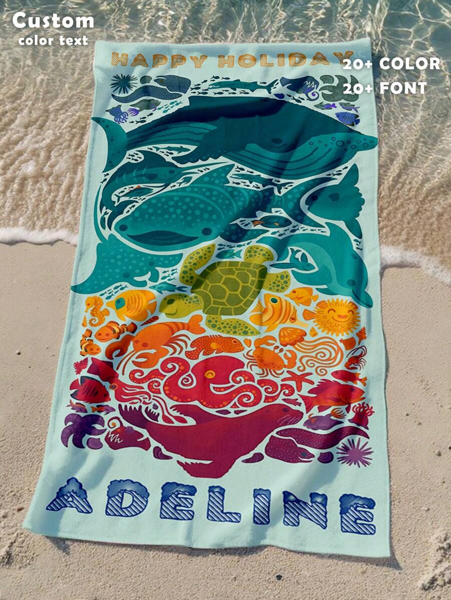 1 件定制沙滩巾、速干游泳巾、舒适沙滩巾、时尚泳池巾、自定义名称、美人鱼、海洋、大海、可爱、花式、复古、漂亮的瑜伽垫、沙滩配件、母亲节、生日、情人节、父亲节、毕业典礼、婚礼、乔迁之喜必备节日礼物浴室、客厅、卧室、家居夏季浴室装饰旅行必需品旅行配件海滩必需品 - 款式1 - 查看 1