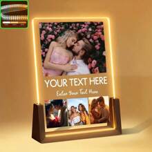 6 Inch Walnut Wood Sister Style, Personalized Photo Printed Acrylic Night Light, Custom Home Decor Gift, For Best Friend, Birthday, Christmas, Festivals, 1 Piece, Decorative, Fashionable, Modern Custom, Personalized, Unique, Gift For Him, Her, Boyfriend, Girlfriend, Dad, Mom, Ideal Family Gift,Festive Calendar