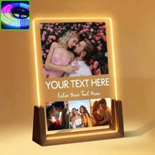 6 Inch Walnut Wood Sister Style, Personalized Photo Printed Acrylic Night Light, Custom Home Decor Gift, For Best Friend, Birthday, Christmas, Festivals, 1 Piece, Decorative, Fashionable, Modern Custom, Personalized, Unique, Gift For Him, Her, Boyfriend, Girlfriend, Dad, Mom, Ideal Family Gift,Festive Calendar