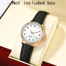 3 件套女士手表套装女士石英表时尚腕表女士钟表皮革手表节日礼物情人节