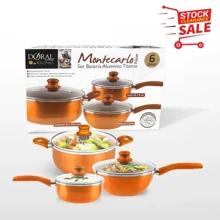Kitchen Cookware Set, 6 PCS Nonstick Pot And Pan Set-Wok, Soup, Milk Pot Set Orange - Orange - View 2