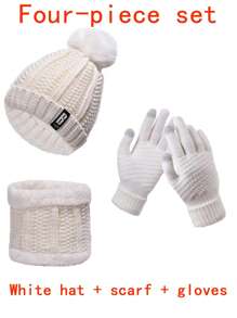 Conjunto de cinco o siete piezas de gorro, bufanda, orejeras, guantes y calcetines para mujer para otoño e invierno. Gorro de punto grueso y aterciopelado, resistente al viento y al frío, bufanda de punto, guantes de punto, orejeras cálidas, calcetines cálidos. Regalos de invierno para mujeres