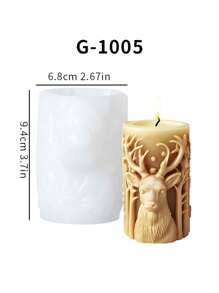 1pc Reindeer Embossed Cylindrical Silicone Candle Mold DIY Christmas Tree Column Fragrance Diffuser Decor Mold - White - View 8