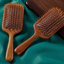 Pente de Massagem de Almofada de Ar de Sândalo da Moda, Pente de Madeira Pequeno e Compacto com Almofadamento de Bolsa de Ar, Cuidados Corporais para Viagem, Ar Livre, Esporte, Escritório, Escola, Grampos de Cabelo, Acessórios de Cabelo Coração Valentim Coração Valentim