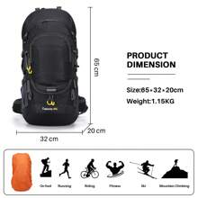 60L Waterproof Backpack Rucksack Large Trekking Bag For Outdoor Camping Hiking Backpack Waterproof Trekking Travel Rucksack Bags For Mens/Womens - Black - View 2