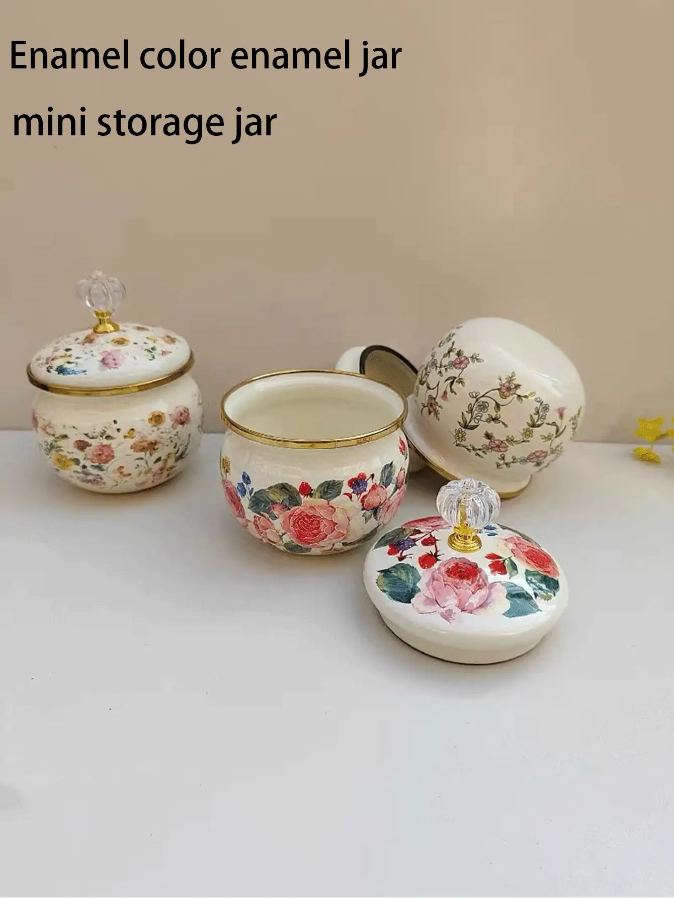 1pc Multi-Color Vintage Enamel Seasoning Jar, Sugar Jar, Salt Jar, Tea Jar, Coffee Jar, Lard Jar With Lid, Thick Retro French Enamel Seasoning Jar, Sugar Jar, Salt Jar, Tea Jar, Coffee Jar, Lard Jar With Lid, Uncoated Acid And Alkali Resistant Storage Jar - Multicolor - View 11