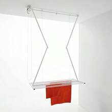 Mini Ceiling Mounted Pulley Clothes Airer Clothes Drying Rack Vertical Folding Laundry Drying Rack Aluminium Steel 59.84x21.2x9.84 In - 白色1-152 厘米/59.84 英寸 - 查看 1