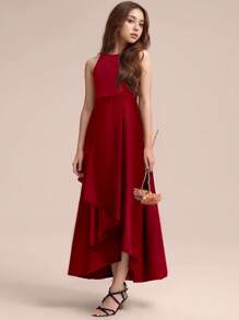 Teen Girl Burgundy Party Dress, Birthday Celebration, Wedding & Ceremony Formal Dress