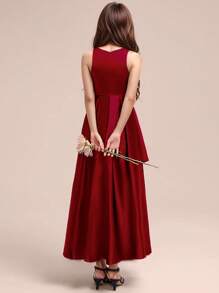 Teen Girl Burgundy Party Dress, Birthday Celebration, Wedding & Ceremony Formal Dress