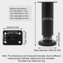 Bed Leg 4pcs Furniture Legs Bathroom Cabinet Legs Black Foot Adjustable Metal Furniture Legs Bed Base Feet For Sofa Table Leg With Screws(12CM-18CM) - Black - View 6