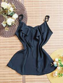 Women's Crepe Blouse - 黑色 - 查看 1