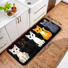 1 Pc Available: Durable And Comfortable Cute Kitten Pattern Non-Slip Kitchen Mats For Home, Office, And Bathroom Various Sizes Available:(19.69*31.49in&15.75*47.24in)