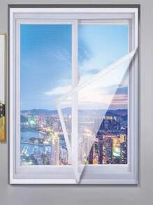 1 bucată de perdea albă plasă de ventilație pentru țânțari, fără perforare, cu cârlig și buclă Instalare ușoară Dormitor rezistentă la insecte Ventilație pentru baie Ventilație și criptare de praf Ventilație manuală Decorare a casei simplă și convenabilă - alb - Vizualizare 13