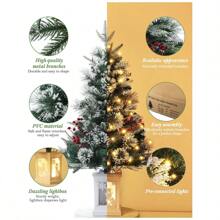 3 Ft Pre-Lit Artificial Christmas Tree With LED Lights, Snow Flocked Xmas Trees Decoration For Home, Office, Small Spaces, 8 Modes Lighting Christmas Decorations Home Christmas Gifts Christmas Decor - 8 Modes Lighting Snowman Base - View 3