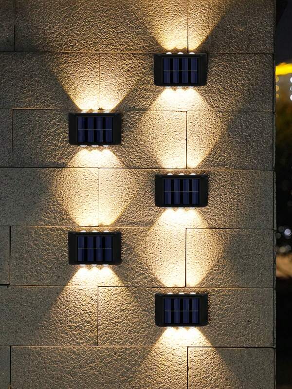 2 peças de iluminação LED solar para cima e para baixo, com lente, ampla faixa de iluminação, alto brilho, sensor solar, luzes de parede solares à prova d'água para áreas externas, luzes de caminho para deck, casa, entrada, passarela, varanda, iluminação de jardim externo para caminho, quintal, pátio