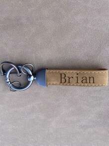 1 Personalized Leather Keychain - Durable PU Leather, Unique Customized Laser Engraved Name, Fashionable And Simple Business Style Design - Sincere Customized Gift For Father's Day And Valentin,Customized Vacation Gifts