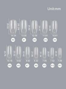 120 件/盒 凝胶指甲延长系统 全覆盖雕刻透明长棺材假指甲贴 按压指甲 美甲用品