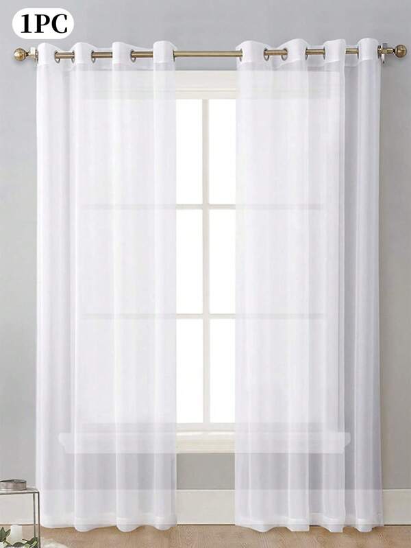 1pc Plain Color Sheer Tulle Curtain, Lightweight And Flowy, Semi-Blackout, Transparent But Not See-Through, Suitable For Balcony, Bedroom, Living Room Decoration