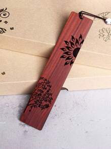1pc Hand-Carved Mahogany Bookmark For Students And Book Lovers - Retro Design And Nostalgic Feel - Perfect School Stationery Accessory Back To School - Multicolor - View 17